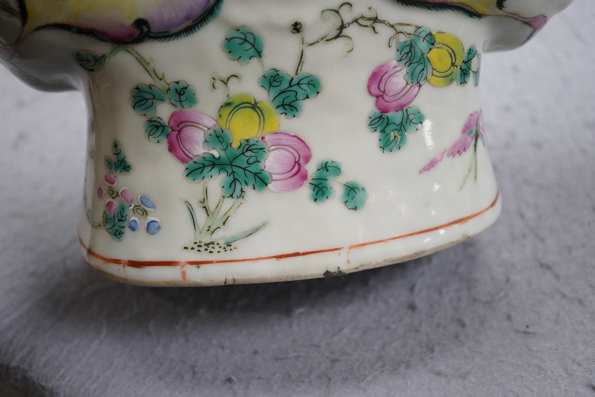 An unusual Chinese famille rose butterfly-shaped vase, late 19th century